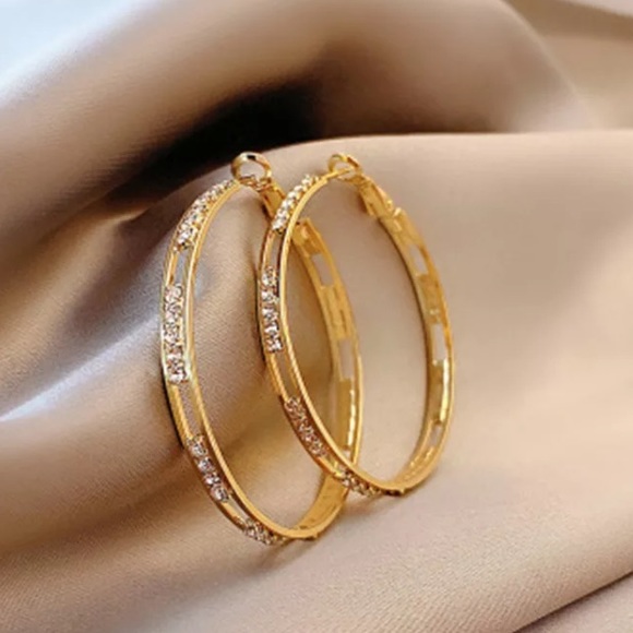 π Gold Plated Hoop Earrings - Picture 3 of 6